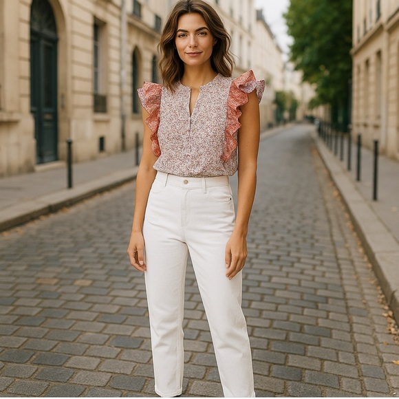 Ann Taylor Tops - Ann Taylor Floral Ditsy sleeveless ruffle top